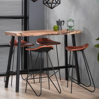 Afbeelding van Hoyz Bartafel Live Edge 125cm Breed 4 Personen Hout Bruin