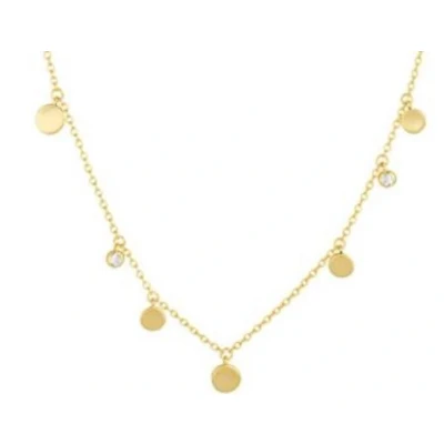 Afbeelding van Schitterende Gold Plated Zilveren Halsketting met Rondjes en Zirkonia&#039;s