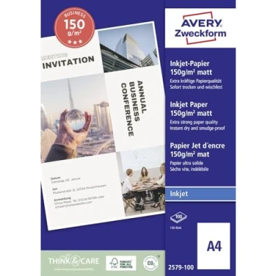 Afbeelding van AVERY Zweckform 2579 100 Superior Inkjet papier (A4, eenzijdig gecoat, mat, 150 g/m2, vellen)