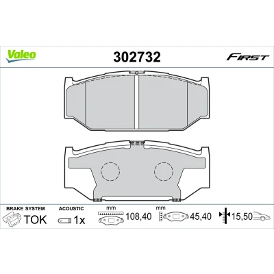 Afbeelding van VALEO 302732 Remblokkenset Vooras Incl. slijtage waarschuwingscontact Met anti kreukplaat SUZUKI: Swift III Hatchback (MZ, EZ) 1.5, 1.3, 1.3 4x4
