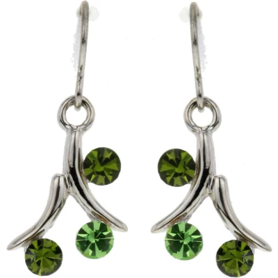 Afbeelding van Behave Oorhangers zilver kleur met groene steentjes
