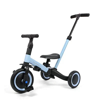 Afbeelding van Leogreen 4 in 1 driewieler kinderfiets, balansfiets, loopfiets, met duwstang, voor jongens en meisjes van tot 3 jaar, belasting 25 kg, blauw