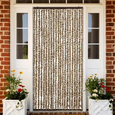 Afbeelding van Vliegengordijn 90x220 cm chenille beige en bruin