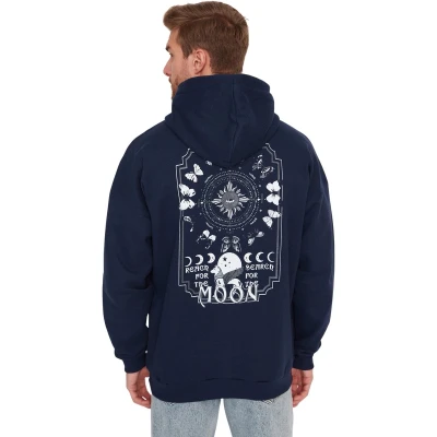 Afbeelding van Trendyol Marineblauwe Oversized/Wijde Snit Capuchon Fleece Binnenkant/Warme Sweatshirt Tmnaw23Sw00344