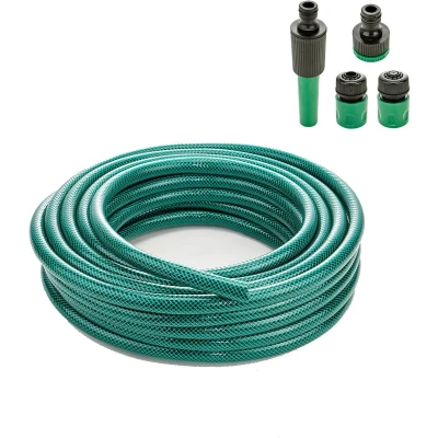 Afbeelding van 15 Meter Versterkte PVC Tuin Outdoor Waterslang Startset met Fittingen en Spuitpistool