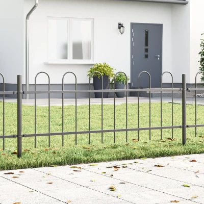 Afbeelding van vidaXL Tuinhek Set van 8 Grijs Gepoedercoat staal Standaard