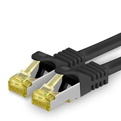 Afbeelding van Cat.7 Ethernet Cable Gigabit LAN Netwerkkabel RJ45 15m zwart 1 stuk Cat7 Kabel netwerk ruwe 10 Gb s SFTP PIMF LSZH set Patchkabel met Rj 45 connector Cat.6a