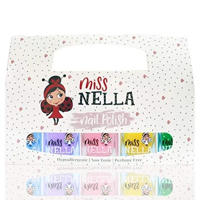 Afbeelding van Miss Nella SPRING IT ON 5 Varnish Pack Blue Bell blue, Butterfly Wings lilac, Cheeky Bunny pink, Honey Twinkles yellow, Kiss The Frog green, Peel Off kids nail polish