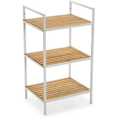 Afbeelding van Badkamerschappen Versa White Metaal PVC Bamboe (32,5 x 70 39 cm)
