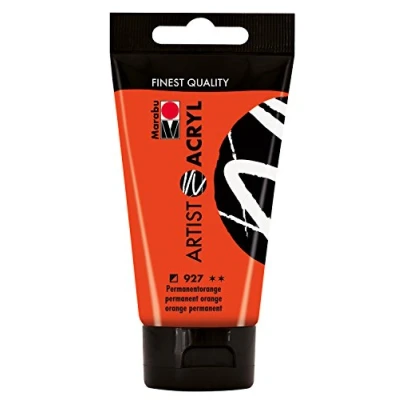 Afbeelding van Marabu Artist 12200002927 acryl permanent oranje 75 ml, fijne acrylverf in kunstenaarskwaliteit, op waterbasis, pastose consistentie, hoog gepigmenteerd, zeer goede glans en dekking