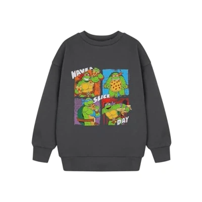 Afbeelding van Teenage Mutant Ninja Turtles Grijze trui voor jongens Have A Slice Day grafische TMNT kinderkleding Leonardo, Michelangelo, Donatello &amp; Raphael Leuke tekenfilmkoopwaar