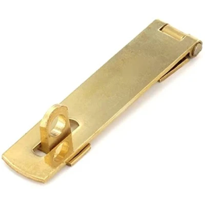 Afbeelding van Merriway BH07773 Messing hasp &amp; Staple gepolijst gelakt 4 inch en nietje, goud