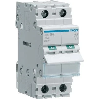 Afbeelding van Hager modulaire lastscheider 2 polig 125 a grijze tuimel sbn299
