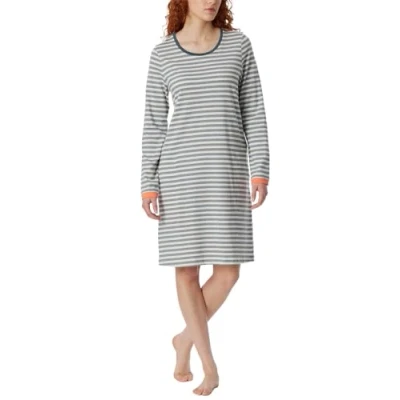 Afbeelding van Schiesser Casual Essentials Long Sleeve Sleepshirt Lichtblauw gestreept katoen 36 Dames