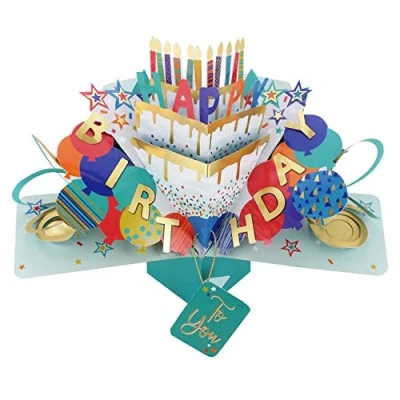 Afbeelding van 3D Pop up wenskaart met envelop Happy Birthday to You Three Tiered Cake