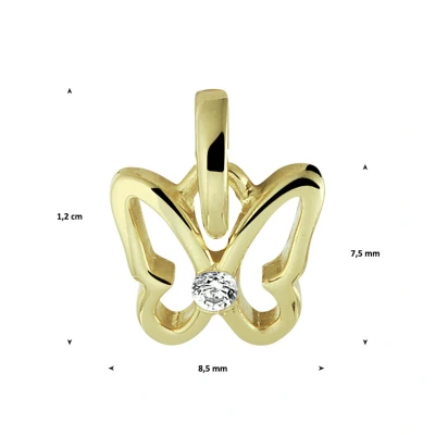 Afbeelding van Trendjuwelier huiscollectie Hanger Geelgoud Vlinder Zirkonia