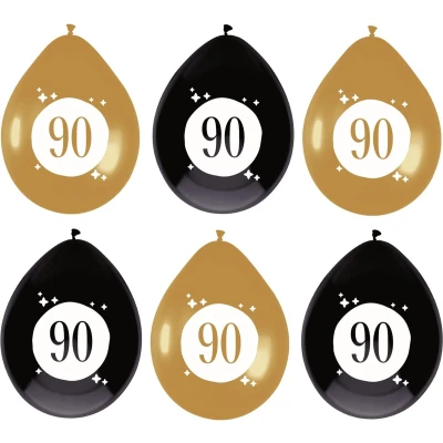 Afbeelding van Ballonnen 90 jaar Festive Goud 30cm 6 stuks