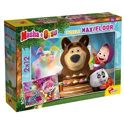 Afbeelding van Lisciani Giochi Masha Puzzle Maxifloor 2 x 12 party puzzel voor kinderen 86122