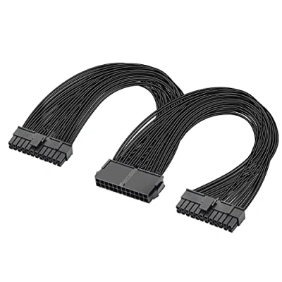 Afbeelding van GELRHONR Dubbele PC Voeding 24 Pin ATX Moederbord Adapter Kabel (20 + 4) voor Verlengkabel PSU Vrouwelijk naar Mannelijk Y Splitter 1Ft