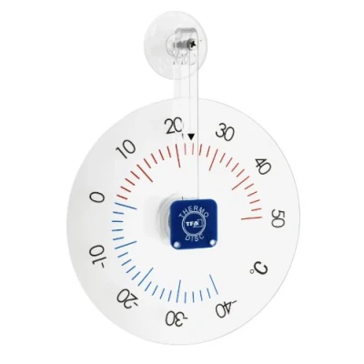 Afbeelding van TFA Dostmann Thermo Disc analoge raamthermometer, gemakkelijk af te lezen, eenvoudige en snelle montage door zuignap, weerbestendig