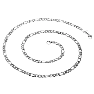 Afbeelding van 60cm x 4mm Figaro Ketting Dames Heren Stalen Zilverkleur Schakelketting
