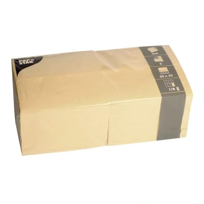 Afbeelding van Papstar 84579 250 servetten, 3 laags 1/8 vouw 33 cm x cm, crème