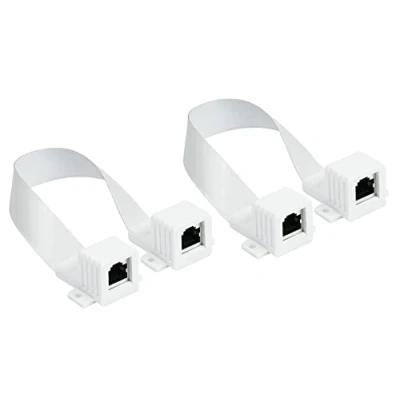 Afbeelding van Good Connections RJ45 Ethernet LAN deur /raamdoorvoer 2 delige spaarset, extreem plat aan beide zijden bus totale lengte incl. stekker wit, lengte: 25 27 cm
