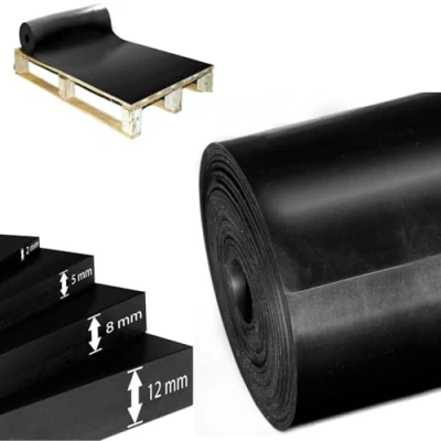 Afbeelding van ETM SBR rubberen mat, 120 x 300 cm, 12 mm, per meter, zwart en glad, bouwbeschermingsmat, antislipmat, vloermat, vloerbedekking plaat strips