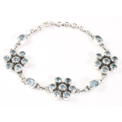 Afbeelding van Zilveren armband met blauwe topaas