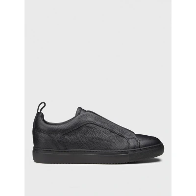 Afbeelding van Slip On Shoes with Leather Upper and Rubber Sole Black Sneakers