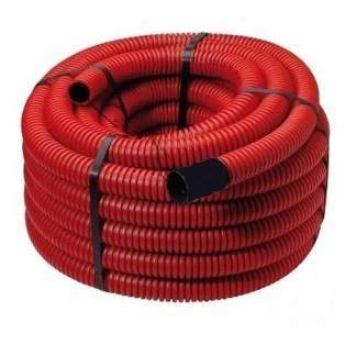 Afbeelding van Flexibele mantelbuis 75mm met trekdraad en koppelstuk rood 50 meter