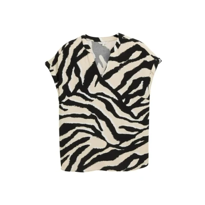 Afbeelding van TOM Tailor Blouse, Dames, Maat: 44, Abstract beige zebra