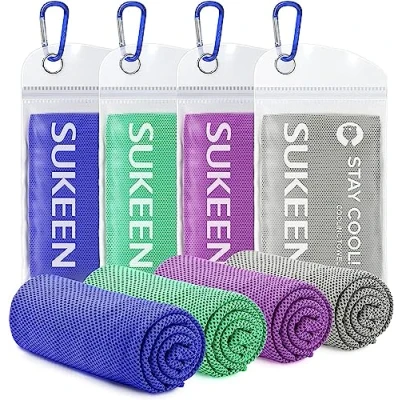 Afbeelding van Sukeen Koelhanddoek, Koelhanddoeken 4 stuks, Stay Cool Ice handdoek, voor nek, Koude Gym Handdoek Mannen Vrouwen (4 koningsblauw/donkergroen/paars/grijs)