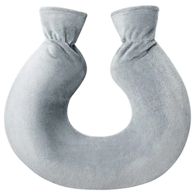 Afbeelding van Vintoney Warmwaterkruik in de nek, 2 liter, nekwarmwaterkruik, schouder en rugpijn, nekkussen, bedfles zorgt voor warmte, comfort, cadeau vrouwen, moeder, vader met zachte overtrek
