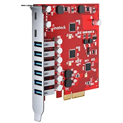 Afbeelding van Inateck RedComet U22, PCIe naar USB 3.2 Gen 2 uitbreidingskaart, met 6 Type A en C poorten, 20Gbps, Rood