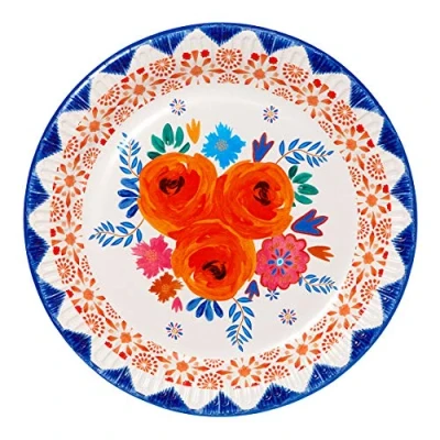 Afbeelding van Talking Tables Geïnspireerd door India Papier Volledig Recyclebare Mooie Bloemen Borden 12 Pack 23cm, Spice PLTES