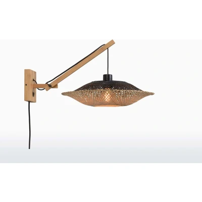 Afbeelding van GOOD&amp;MOJO Wandlamp Kalimantan Bamboe/Zwart 55x44x45cm Bruin