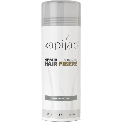 Afbeelding van Kapilab Hair Fibers Grijs Keratine haarvezels verbergen haaruitval Direct voller haar 100% natuurlijk 29 gram