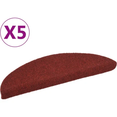 Afbeelding van vidaXL Trapmatten zelfklevend 5 st 56x17x3 cm naaldvilt rood