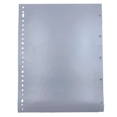 Afbeelding van DULA Tabbladen plastic 1 tot 5 Genummerd A4 Grijs 23 gaten PP