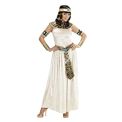 Afbeelding van Widmann Egypte Kostuum Lange Egyptische Keizerin Vrouw Wit / Beige XL Carnavalskleding Verkleedkleding