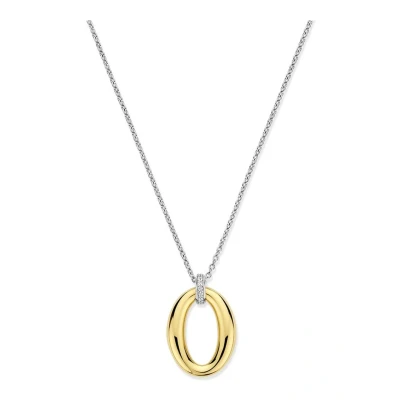 Afbeelding van TI SENTO Dames Ketting 925 zilver Zirkonia met geel verguld Maat 42 34091ZY