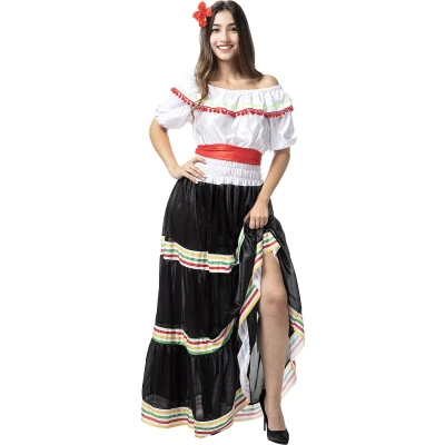 Afbeelding van Funidelia Mexicaans Kostuum voor vrouwen Mexico &amp; Mariachi&#039;s, Mexicaanse schedel, Halloween, Day of the Dead Volwassenen Accessoire verkleedkleding en rekwisieten carnaval feesten Maat M L Zwart