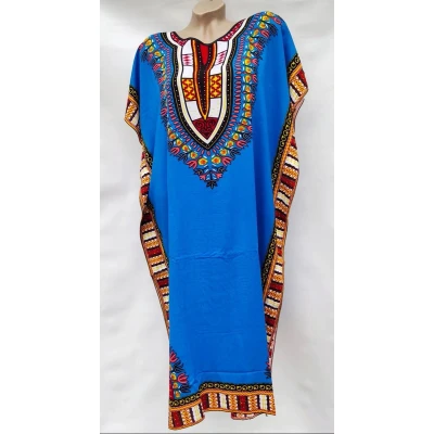Afbeelding van Kaftan met print middellang one size 36 42 lichtblauw