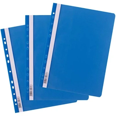 Afbeelding van D.RECT 25 Stuks A4 Losbladige Ordner met Kunststof Perforatie Transparante Voorkant van PP folie Geperforeerd Europerforatie Blauw