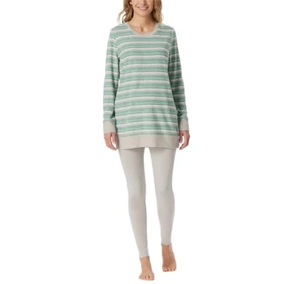 Afbeelding van Schiesser Damespyjama, lang, badstof, warm, behaaglijk, feel good nachtkleding, pyjamaset, Groen mel._181967, 38