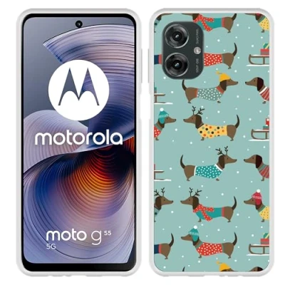 Afbeelding van Cazy Hoesje geschikt voor Motorola Moto G55 Siliconen Winterse Teckels