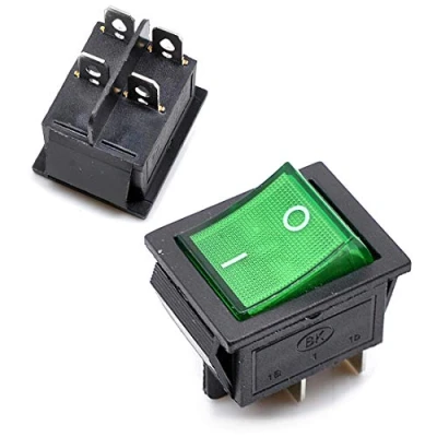 Afbeelding van Oiyagai 10 stks KCD4 DPST 4Pin Aan Off Groen Licht Panel Tuimelschakelaar 16A/250V 20A/125V