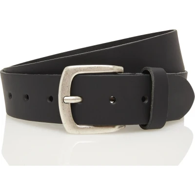 Afbeelding van Timbelt 4cm echt lederen zwarte riem heren / dames zwart jeansriem Riemmaat 95 cm Totale lengte 110