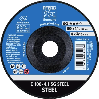 Afbeelding van PFERD 62210426 E 100 4,1 SG STEEL/16,0 Afbraamschijf gebogen Diameter mm Boordiameter 16 Staal 10 stuk(s)
